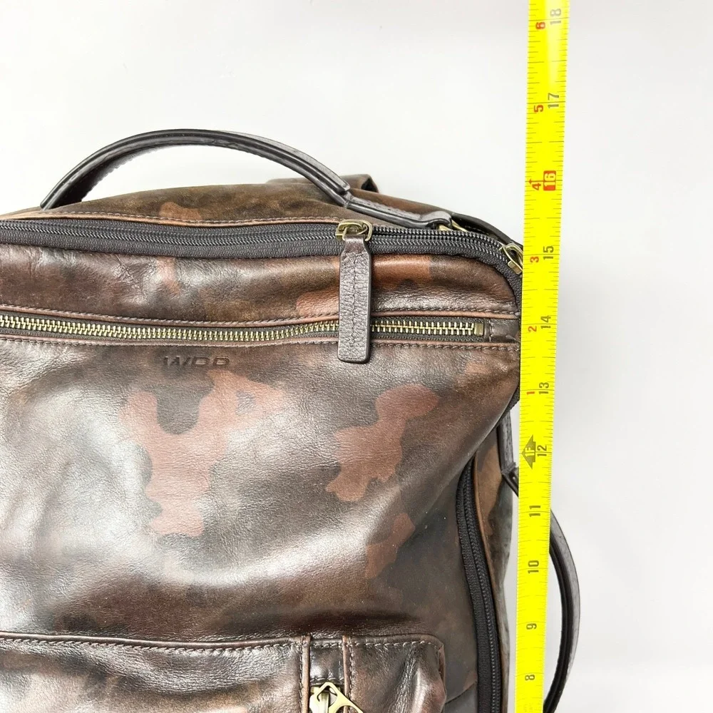 Fossil Buckner Leather Convertible Backpack Camo Brown‎ Bag Office Monogram WDD